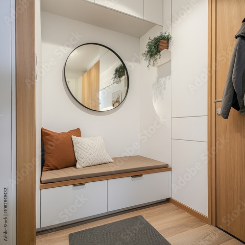 Bright Entryway with Clean Design and Storage Space