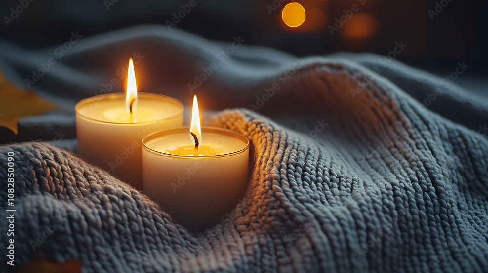 Warm and Inviting Candlelight Display for Relaxation and Cozy Evenings : Generative AI Warm and Inviting Candlelight Display for Relaxation and Cozy Evenings : Generative AI