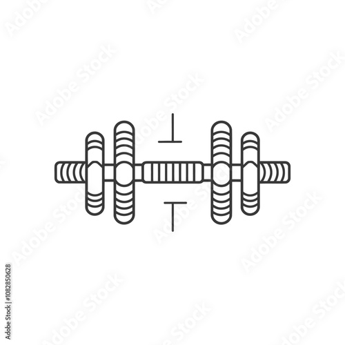 Line drawing of a dumbbell with a straight barbell
