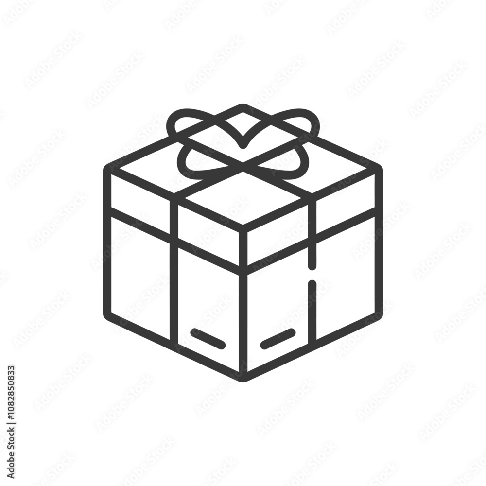 Line drawing of a gift box with a ribbon Line drawing of a gift box with a ribbon