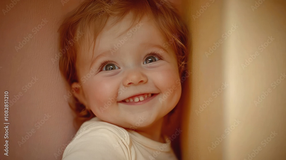 A joyful baby with a bright smile, radiating happiness. A joyful baby with a bright smile, radiating happiness.