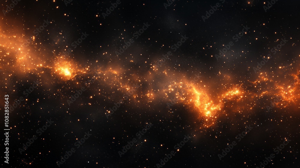 dark background with stars and orange particles floating around dark background with stars and orange particles floating around