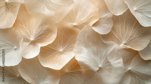 Beautiful Beige Flower Petals: A Stunning Macro Image Highlighting Transparent Leaves and Their Natural Textures, Ideal for Wallpaper, Botanical Themes, and Nature-Inspired Decor