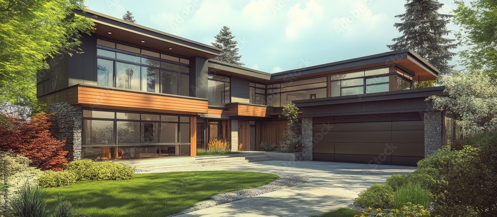 Residential design and architectural project in mixed media Residential design and architectural project in mixed media