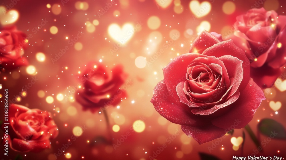 A red background with roses and lights, AI Generative A red background with roses and lights, AI Generative