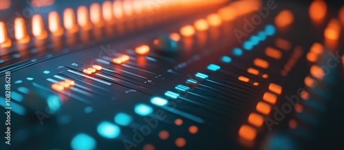 Close up view of a sound equalizer controller with selective focus photo