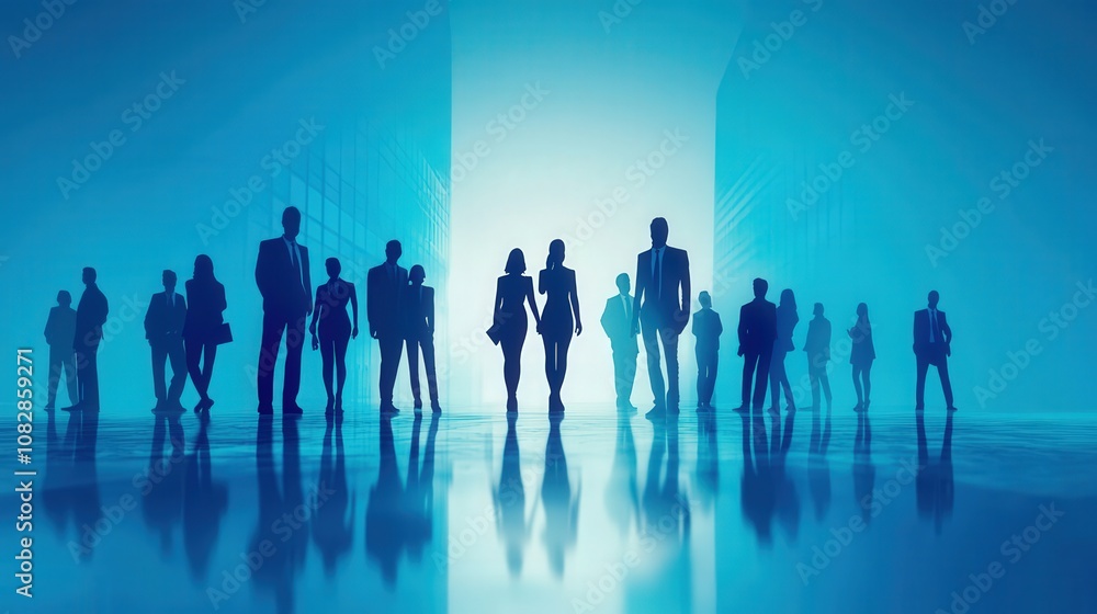 Silhouettes of Business Professionals Standing in a City Setting Silhouettes of Business Professionals Standing in a City Setting