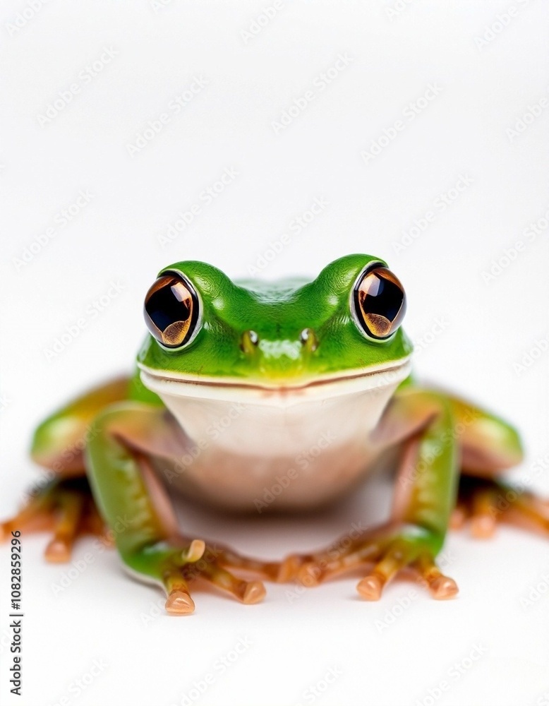 Naklejka premium green colour frog with a white colour background.