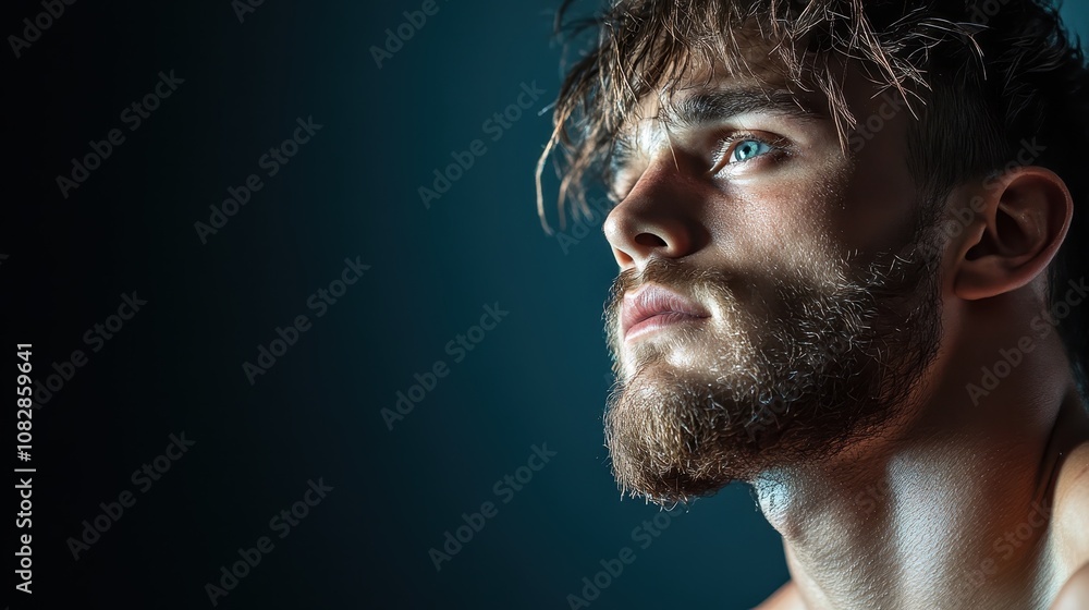 A thoughtful male fighter in a side profile captures his contemplation and focus, illustrating the internal resolve and strength necessary for his chosen path. A thoughtful male fighter in a side profile captures his contemplation and focus, illustrating the internal resolve and strength necessary for his chosen path.