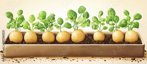 Guide on preparing potatoes for planting methods for chitting potato shoots in a tray potato eyes generating young sprouts for home gardening photo