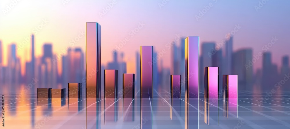 Fototapeta premium Modern Bar Chart Comparing Annual Revenue of Leading Tech Companies 2024 - Sleek Metallic Design