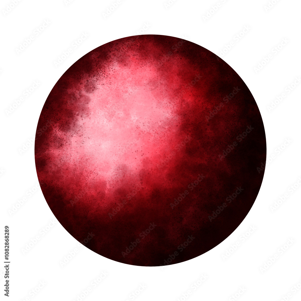 A painted circle, sphere or bubble with a 3D effect in red and black. Isolated tool for brush, design element A painted circle, sphere or bubble with a 3D effect in red and black. Isolated tool for brush, design element
