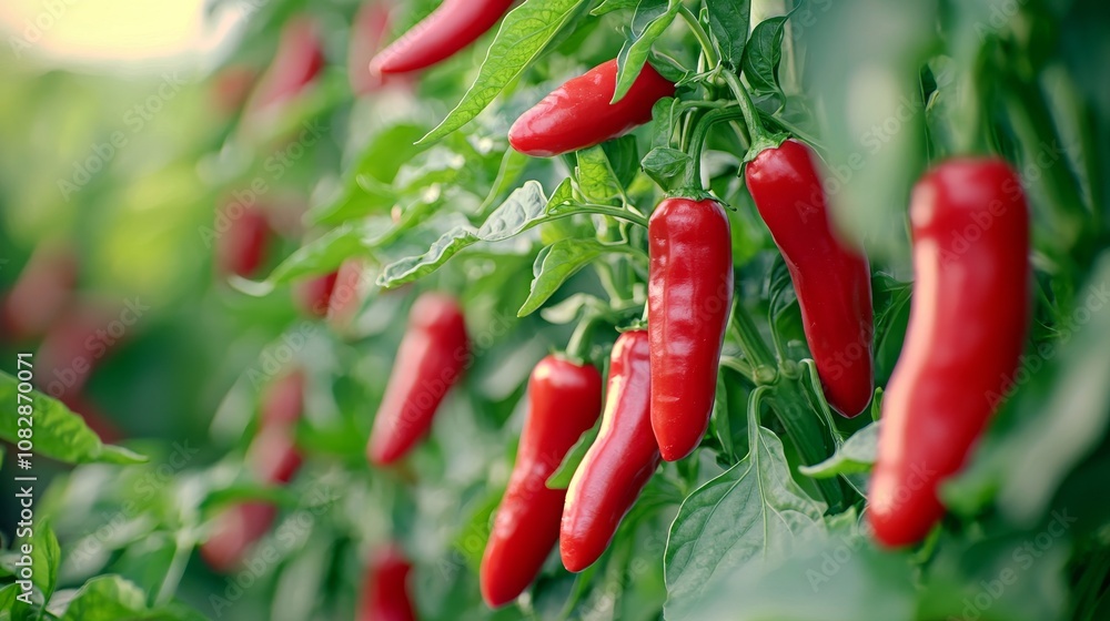 Harvesting fresh red chilies local farm nature photography lush green environment close-up perspective organic farming concept Harvesting fresh red chilies local farm nature photography lush green environment close-up perspective organic farming concept