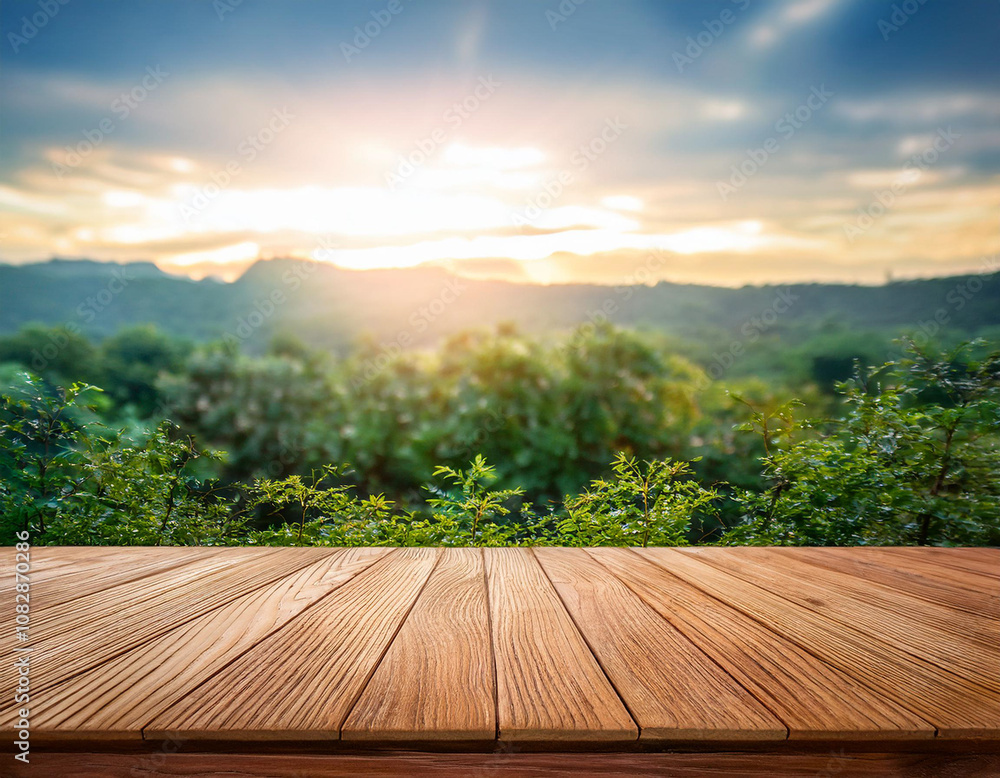 Wood stand in front of nature background Wood stand in front of nature background