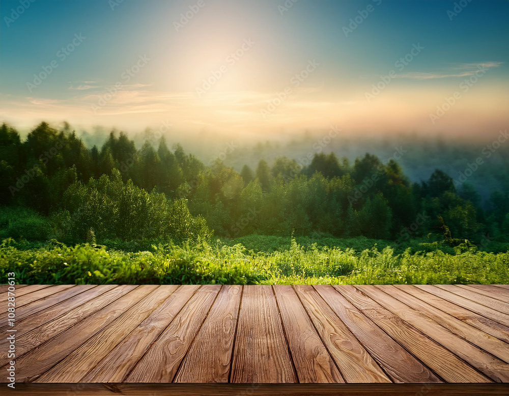 Wood stand in front of nature background Wood stand in front of nature background