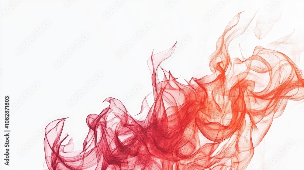 Line art illustration of a red flame on a white backdrop Line art illustration of a red flame on a white backdrop