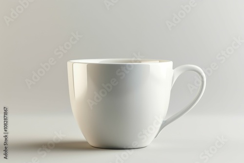 Minimalist white coffee cup mockup on light grey background