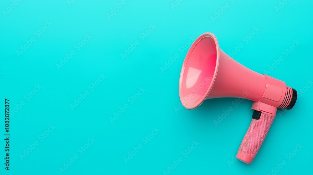 Amplifying voices a vibrant pink megaphone against a bright turquoise background creative graphic minimalist design modern concept Amplifying voices a vibrant pink megaphone against a bright turquoise background creative graphic minimalist design modern concept