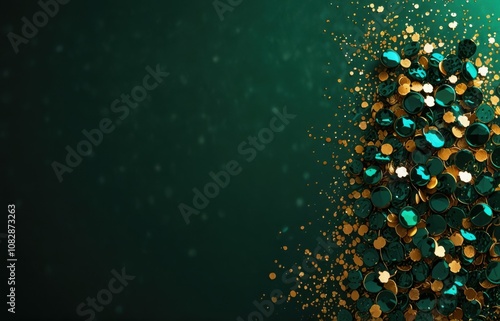 Black dark green mint sea teal jade emerald agua cyan turquoise blue abstract background. Color gradient ombre. Rough grunge grain noise. Light glow glitter shimmer. Metal foil effect. Design.Template