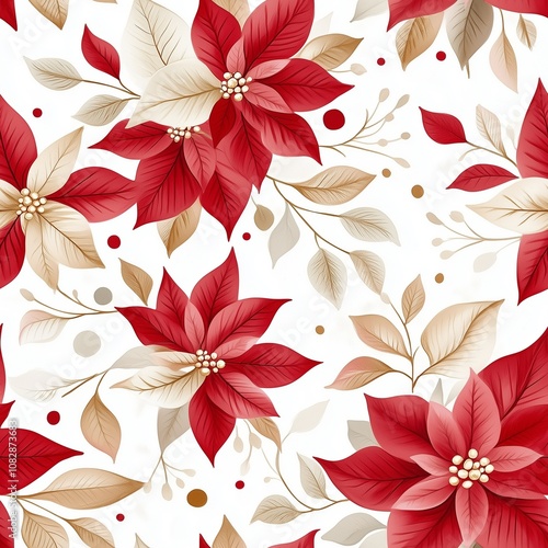 Festive Elegance Seamless Poinsettia Holiday Pattern