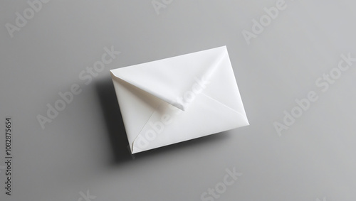 Mockup or Template of a Blank Closed White Envelope on Clean Neutral Background