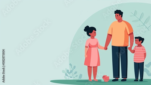 Family bonding activity home digital illustration calm environment warm viewpoint togetherness concept