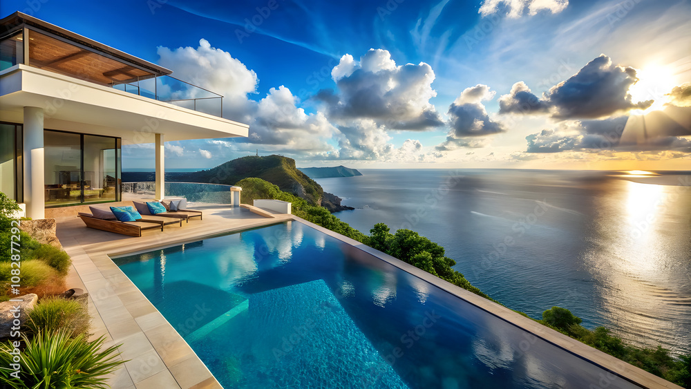 Cliffside Ocean-View Villa with Infinity Pool and Blue Sea. Perfect for: Luxury Getaways, Honeymoon, Summer Retreat Cliffside Ocean-View Villa with Infinity Pool and Blue Sea. Perfect for: Luxury Getaways, Honeymoon, Summer Retreat