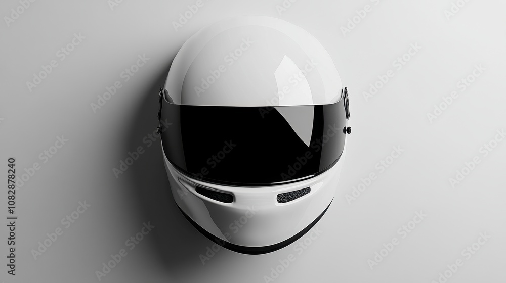 This sleek helmet mockup showcases its professional design on a light gray background This sleek helmet mockup showcases its professional design on a light gray background