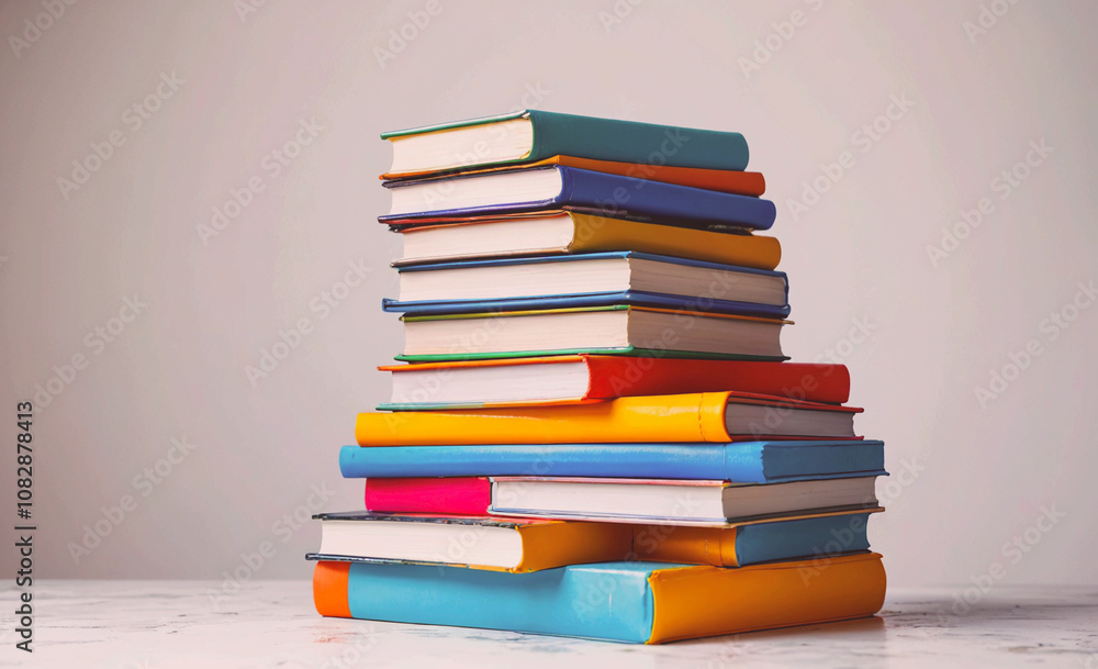 Stack of books with the top one being yellow Stack of books with the top one being yellow