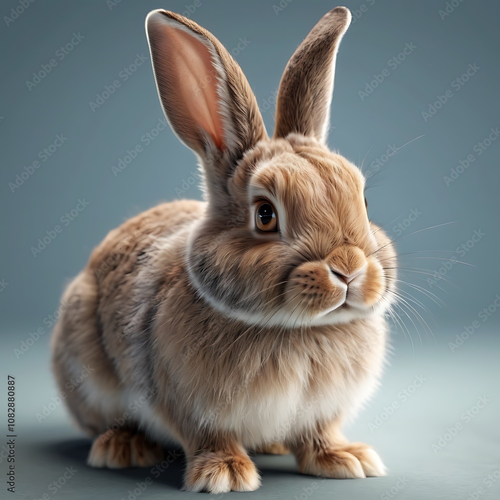 Fototapeta premium Real a cute rabbit animal. ultra realistic background solid or real image