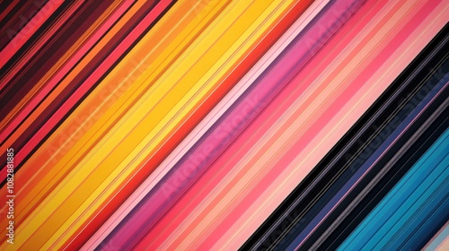 Colorful striped abstract background featuring stripes of varying widths in a line art style