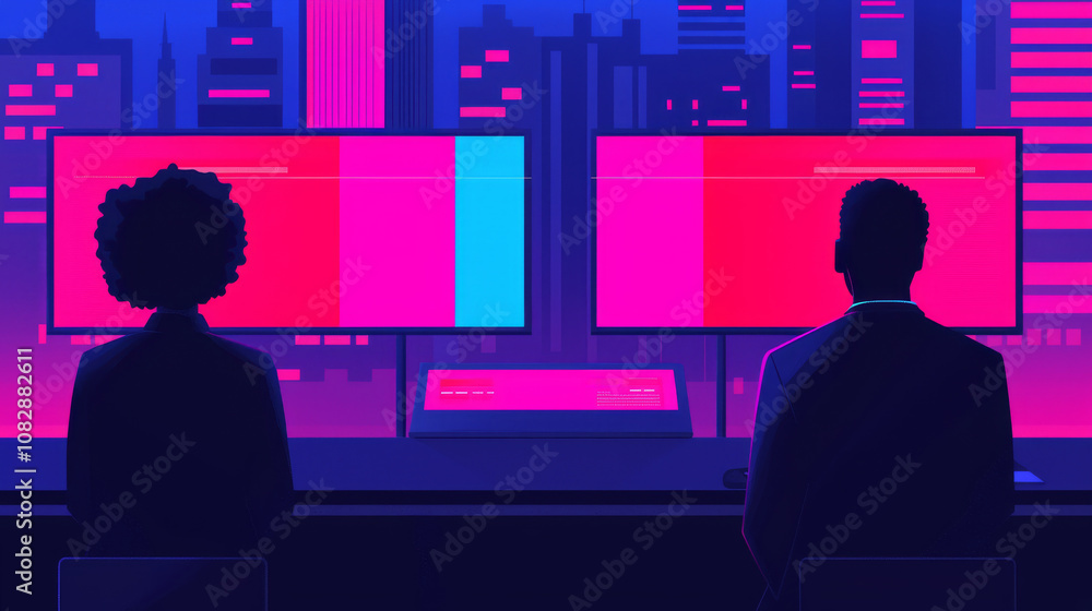 Urgent news broadcast anchors discussing current events in modern news studio futuristic cityscape digital medium professional viewpoint engaging visuals Urgent news broadcast anchors discussing current events in modern news studio futuristic cityscape digital medium professional viewpoint engaging visuals