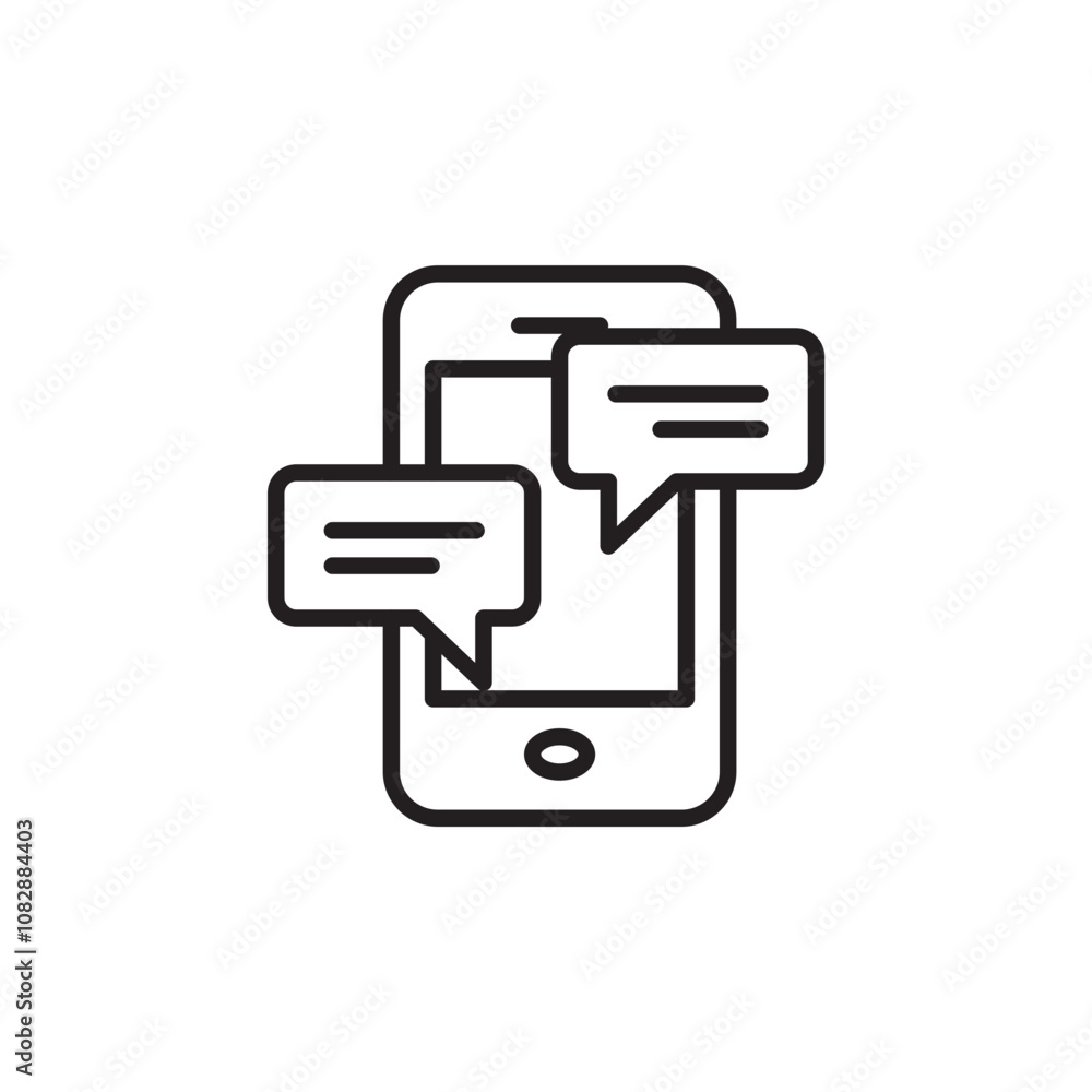 Mobile Message Notification thin line vector icon. Mobile Message Notification thin line vector icon.