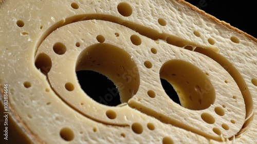 closeup of wedge of swiss cheese with distin photo