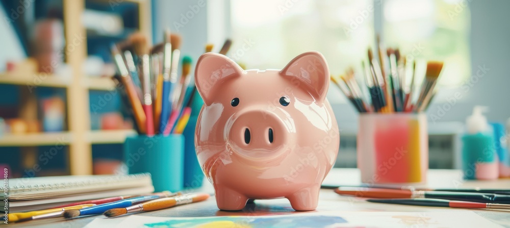 Creative Savings: A Piggy Bank in an Art Studio for Funding Artistic Endeavors Creative Savings: A Piggy Bank in an Art Studio for Funding Artistic Endeavors