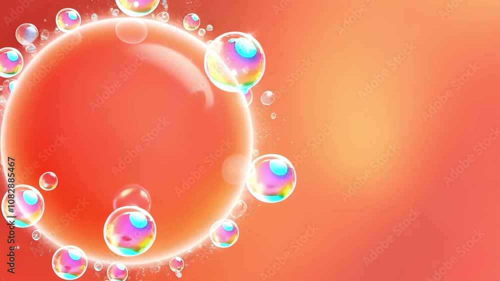 A pink background with a large bubble in the center. The bubble is surrounded by many other bubbles of different sizes A pink background with a large bubble in the center. The bubble is surrounded by many other bubbles of different sizes
