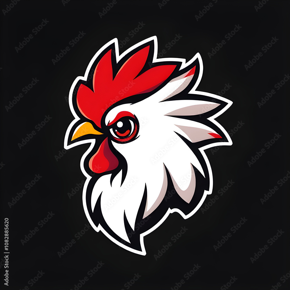 Fototapeta premium Rooster Head Mascot Logo Vector Illustration