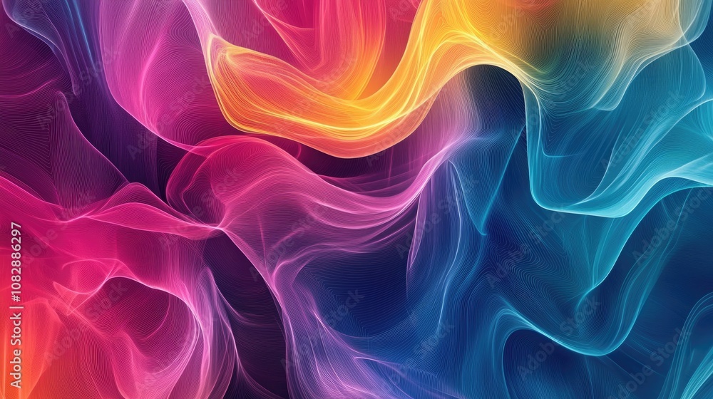 Smooth flowing background with a vibrant blend of colors in a line art style Smooth flowing background with a vibrant blend of colors in a line art style