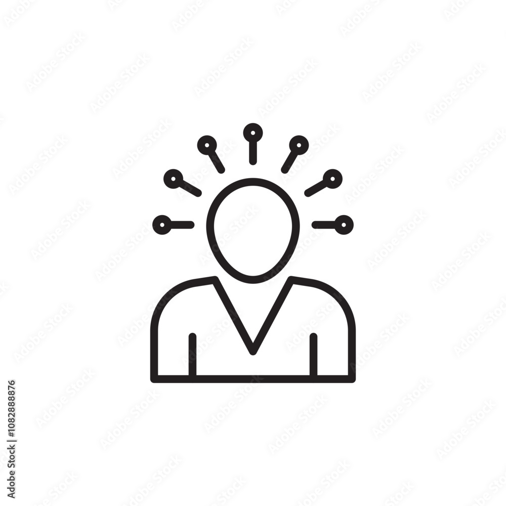 Self Awareness thin line vector icon. Self Awareness thin line vector icon.