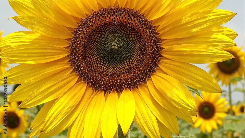 Vibrant sunflower in full bloom detailed petals and seeds golden yellow hues and soft shadows Vibrant sunflower in full bloom detailed petals and seeds golden yellow hues and soft shadows