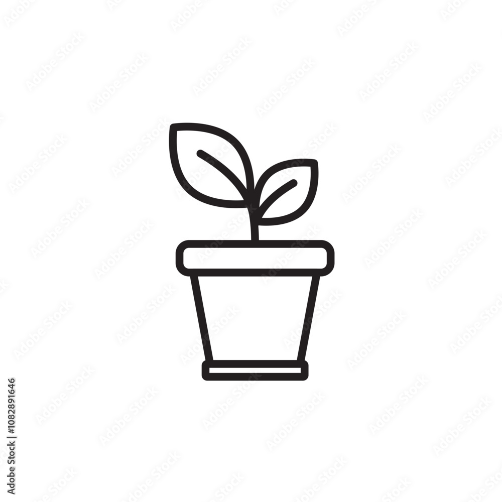 Plant Pot thin line vector icon. Plant Pot thin line vector icon.