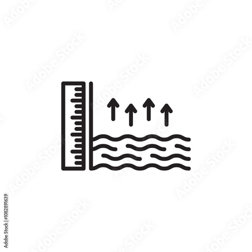 Sea Level thin line vector icon.
