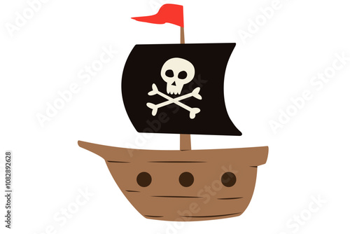 Pirate ship icon. Clipart image isolated on white background