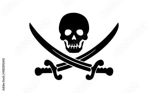 Jolly Roger silhouette icon. Clipart image isolated on white background
