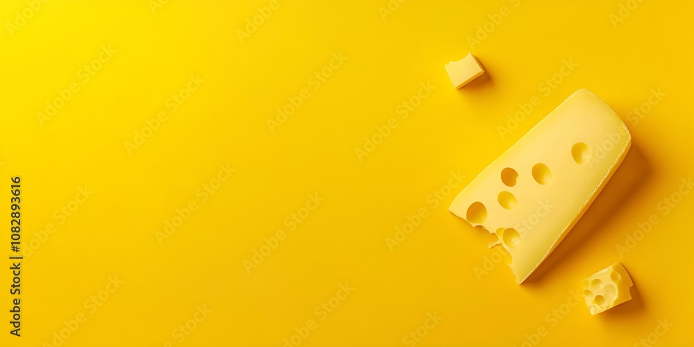 A sleek cheese icon, located on the right side, set apart on a wide golden backdrop with space for additional text. A sleek cheese icon, located on the right side, set apart on a wide golden backdrop with space for additional text.