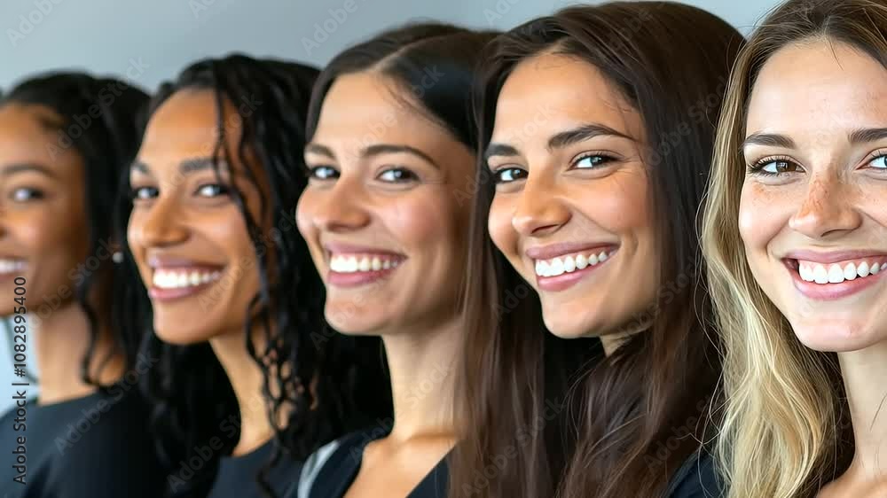 Women Smiling Together in Close-Up Portraits Celebrating Individuality Women Smiling Together in Close-Up Portraits Celebrating Individuality