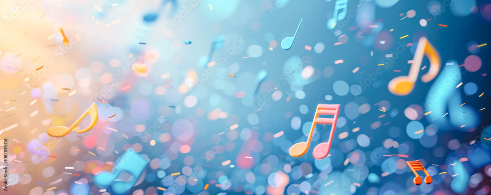 Abstract illustration of musical background with music notes cutting from paper. Concept of the background and backdrop.