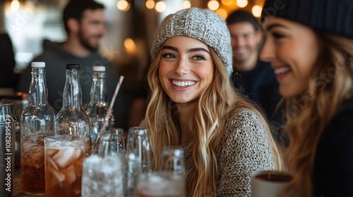 dry january celebration, enjoy a lively winter party with loved ones, complete with a hot chocolate stand and refreshing drinks, as everyone mingles without alcohol for dry january