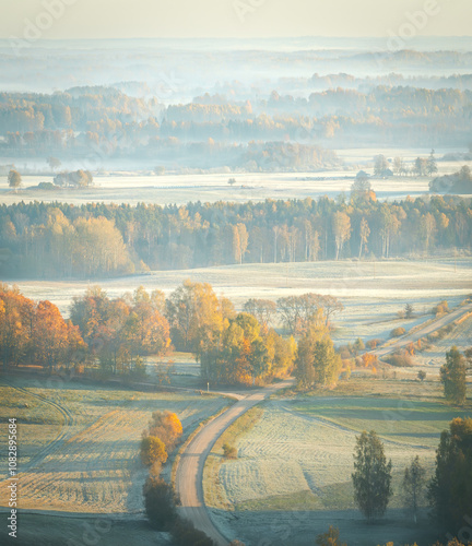 Autumn landscape in the countryside of Latgale,,Latvian nature.