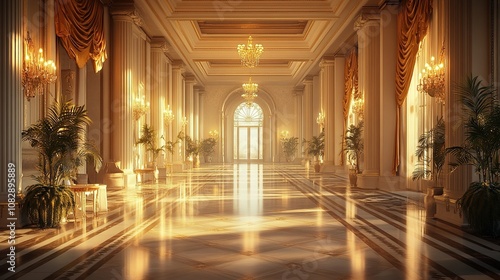 Wallpaper Mural Grand Hallway with Sunlight Torontodigital.ca